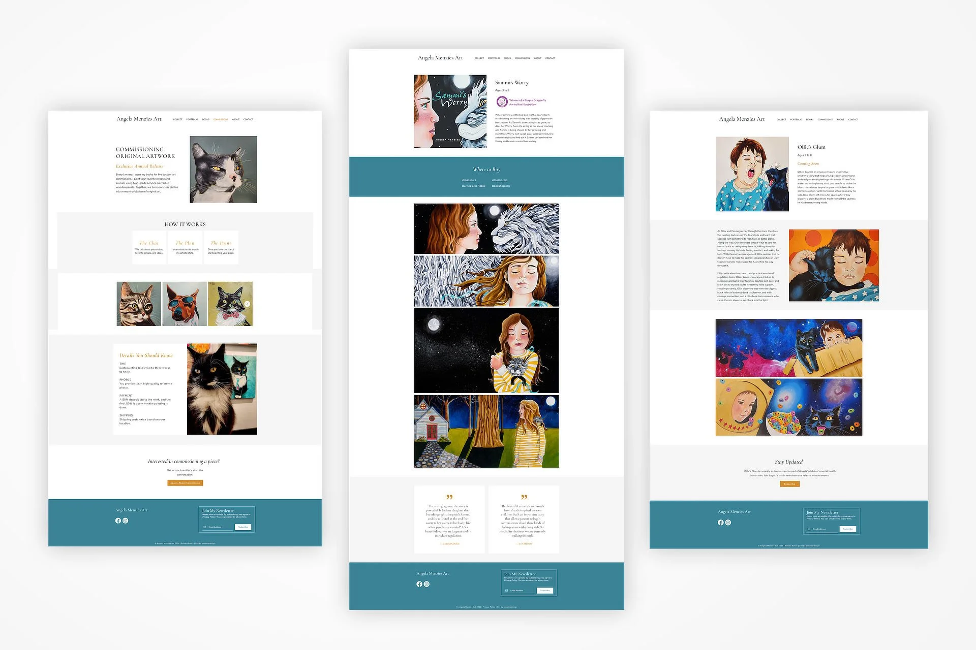Angela Menzies Art website redesign by Anna Mar Design
