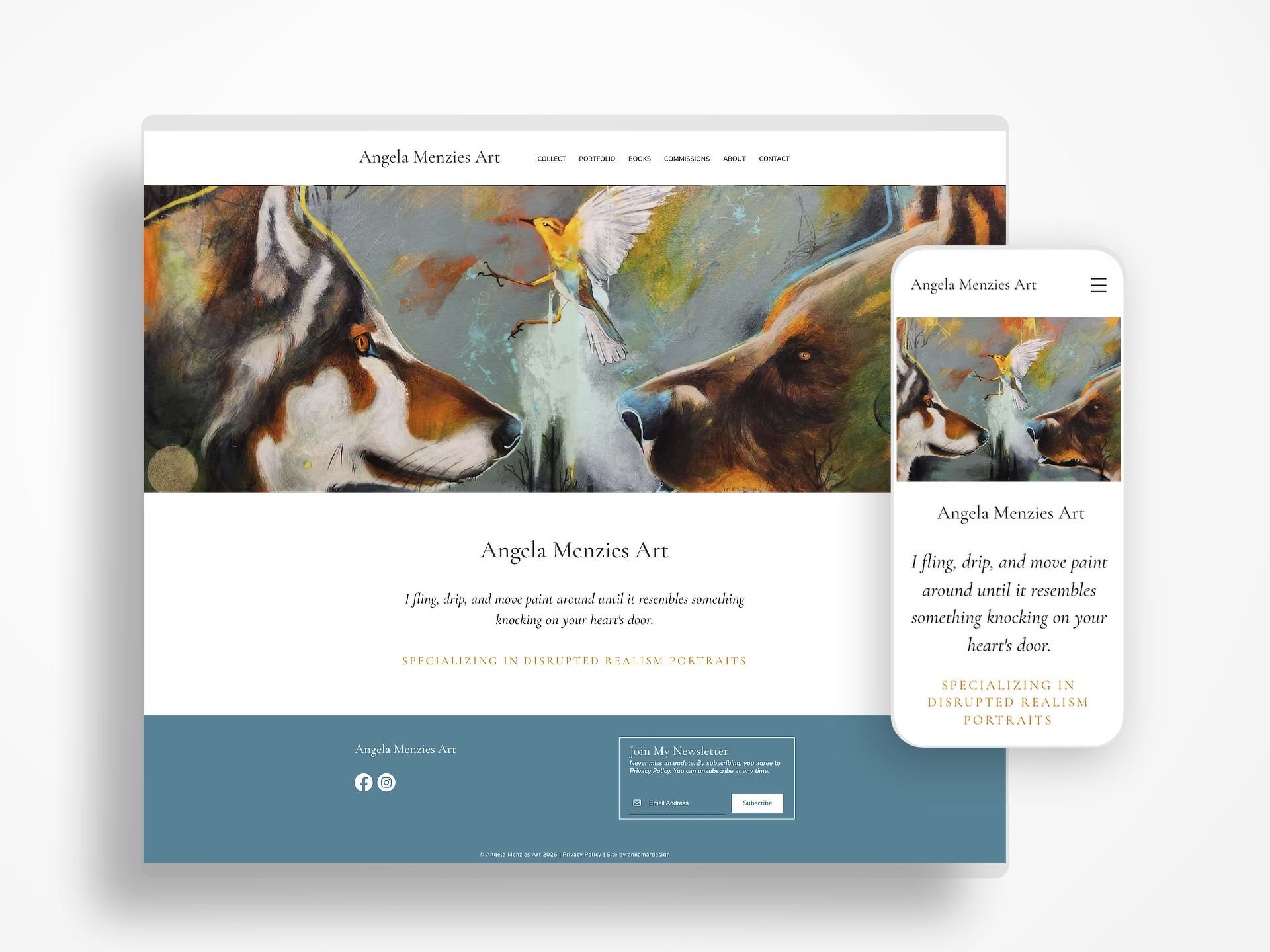 Angela Menzies Art Website Redesign by Anna Mar Design