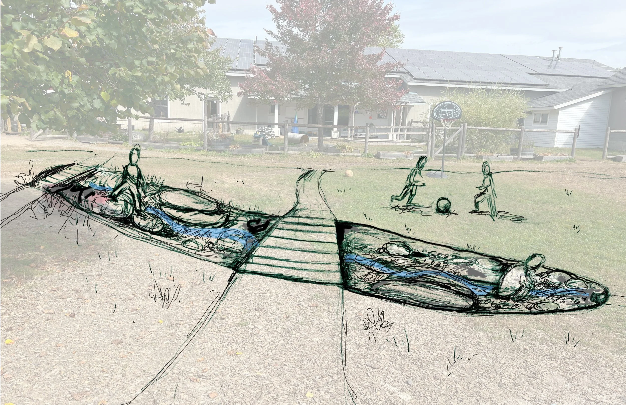 photo trace of interactive infiltration area in playground