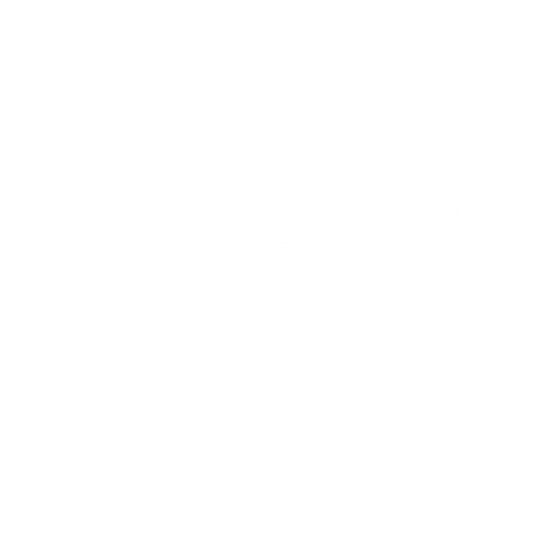 Geometric drawing of an outline square with sections divided by vertical, horizontal, and half circle lines.