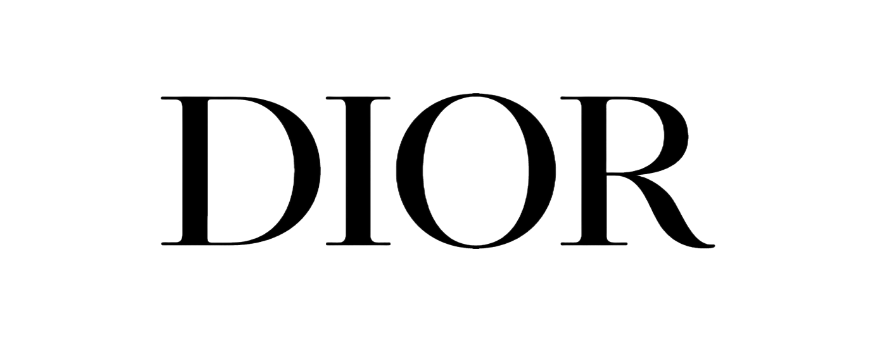 The word 'DIOR' in large, white, thin-lined letters on a black background.