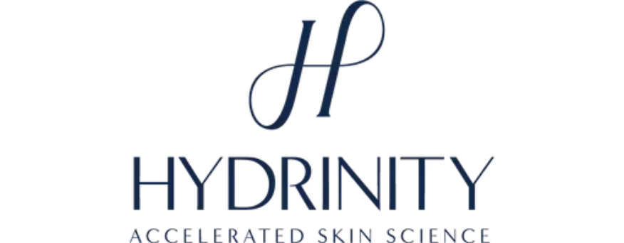 Logo with cursive letter 'H' and the words 'HYDRNITY' and the tagline 'Accelerated Skin Science' beneath it.
