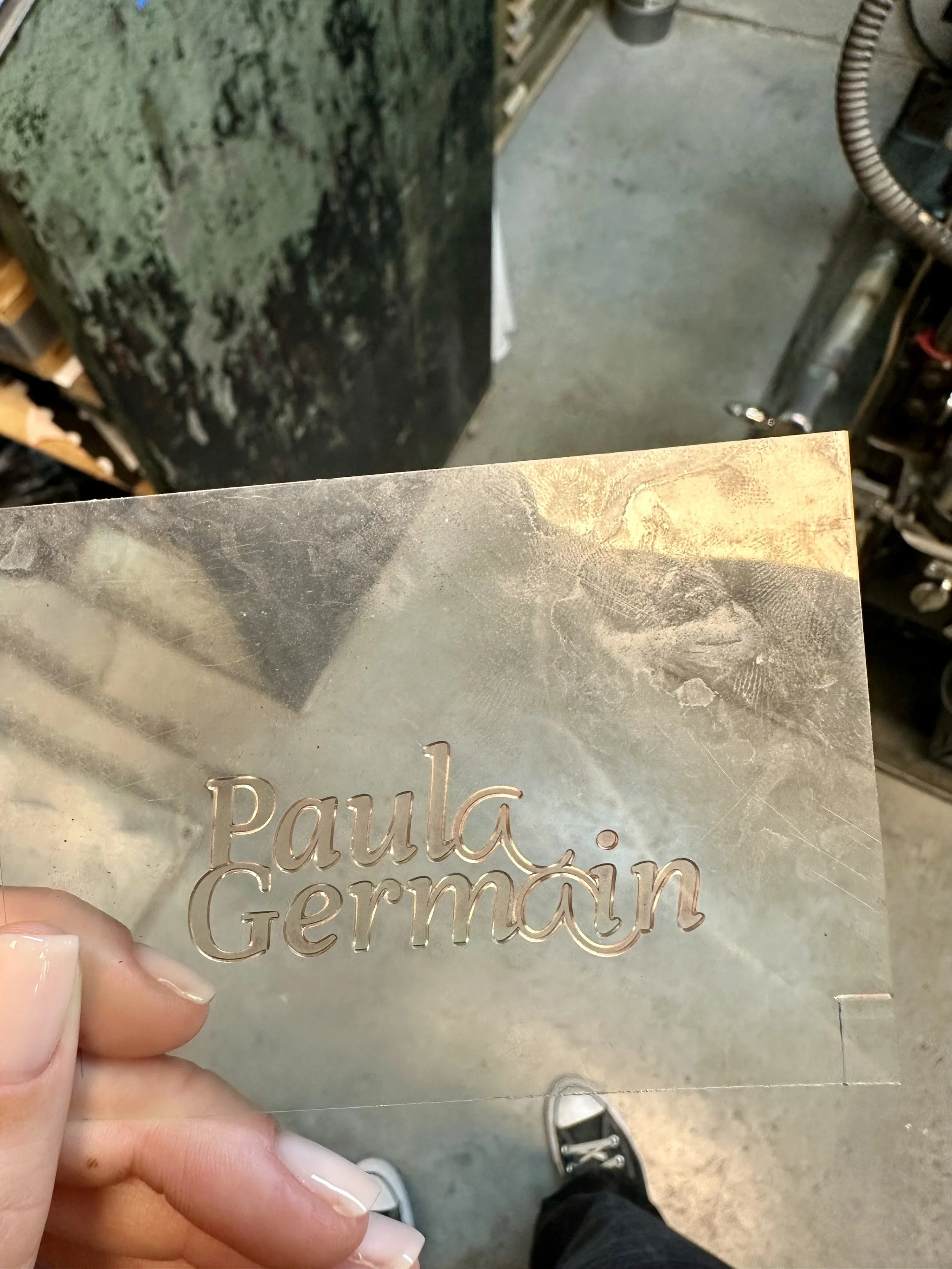 Polymeer letterpress cliché 'Paula Germain'