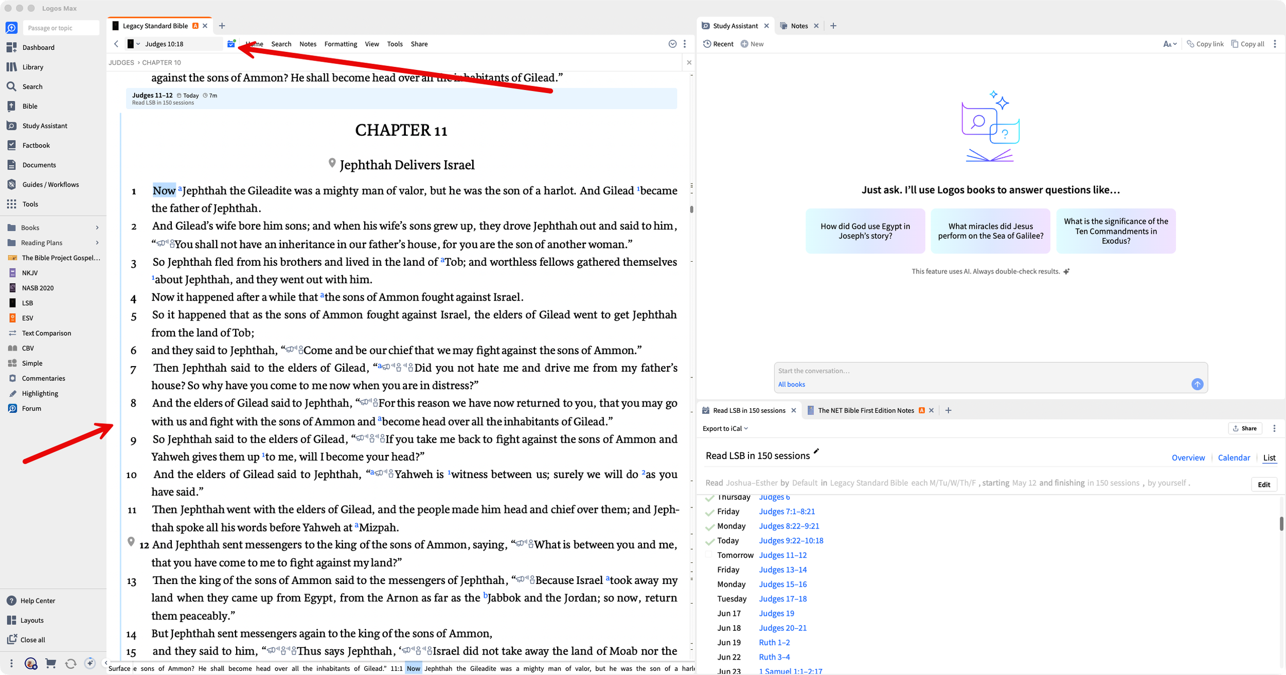 reading plan button and progress bar