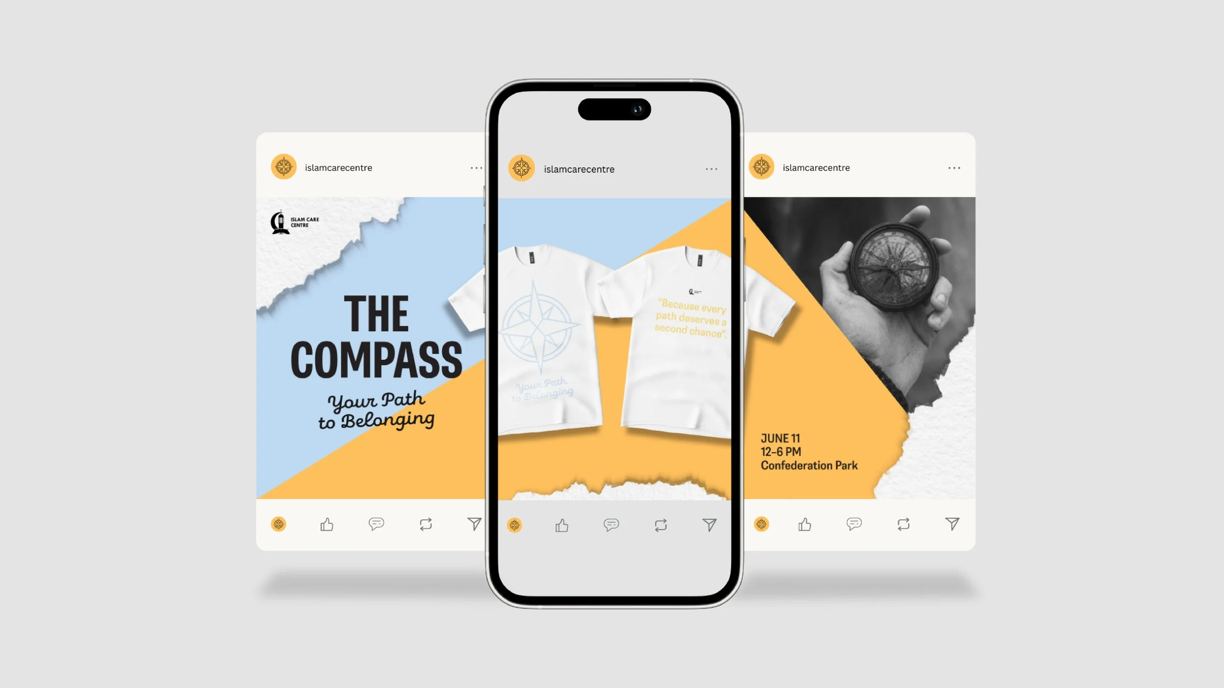 Graphic design promotional image for an event called "The Compass: Your Path to Belonging."