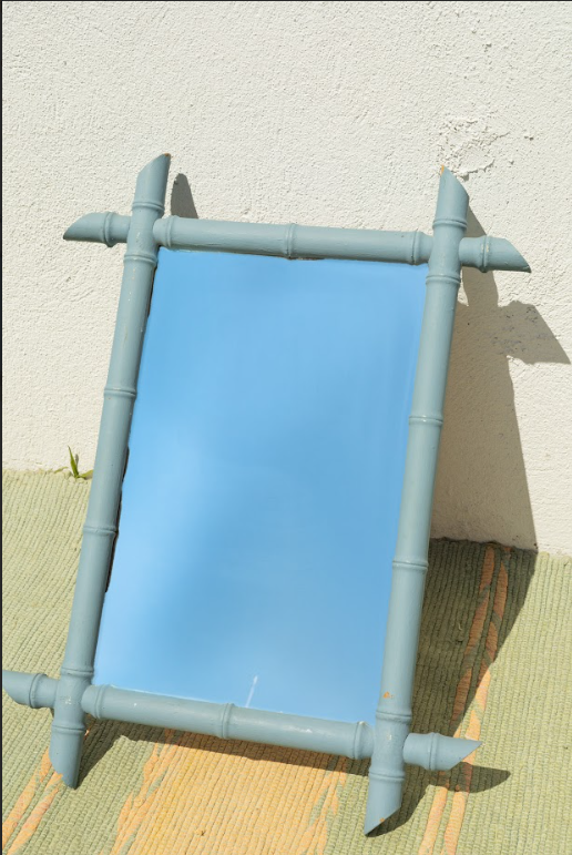 powder blue bamboo mirror