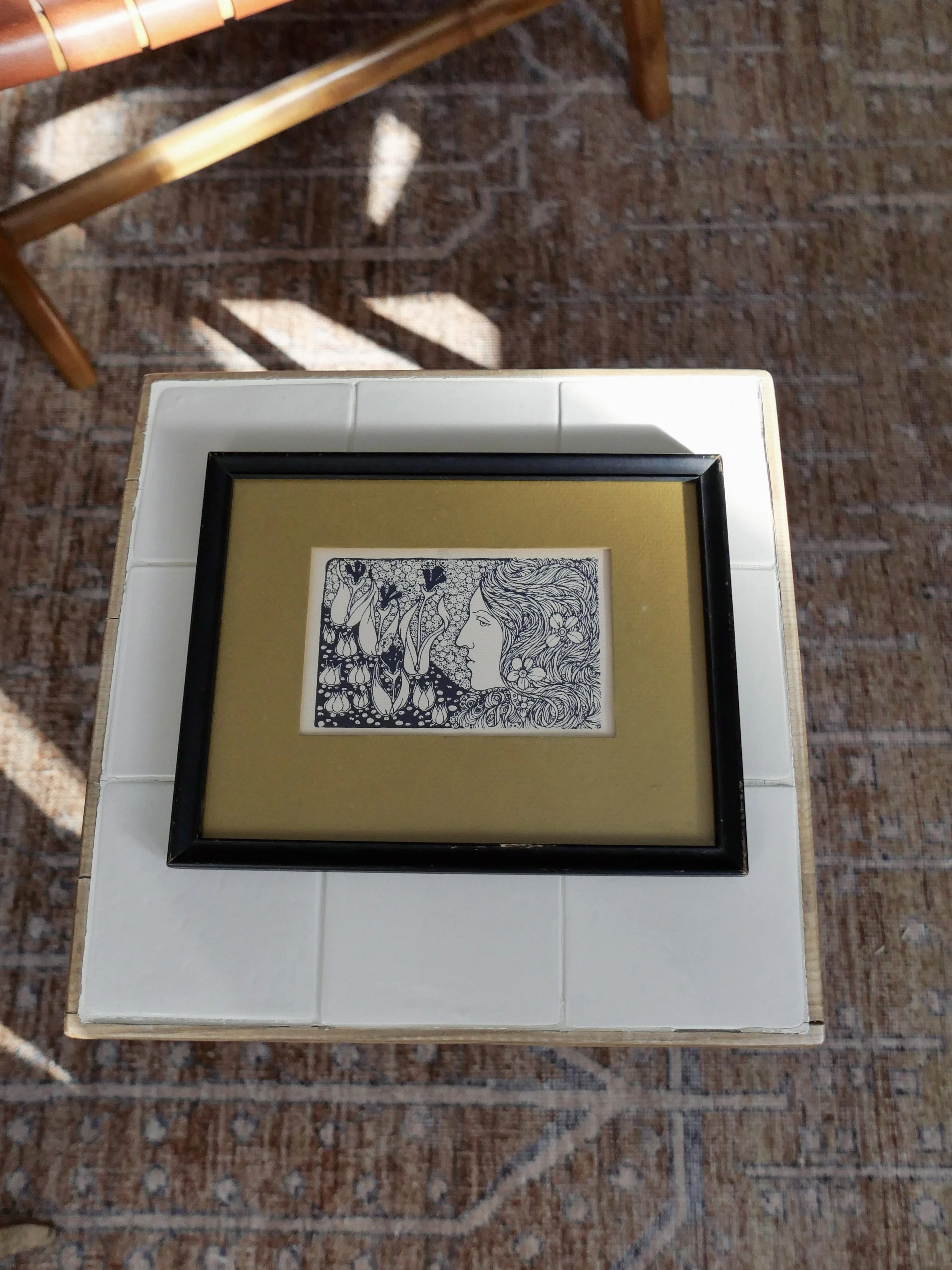 woman in bloom ink drawing