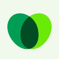 A Venn diagram with two overlapping green ovals.