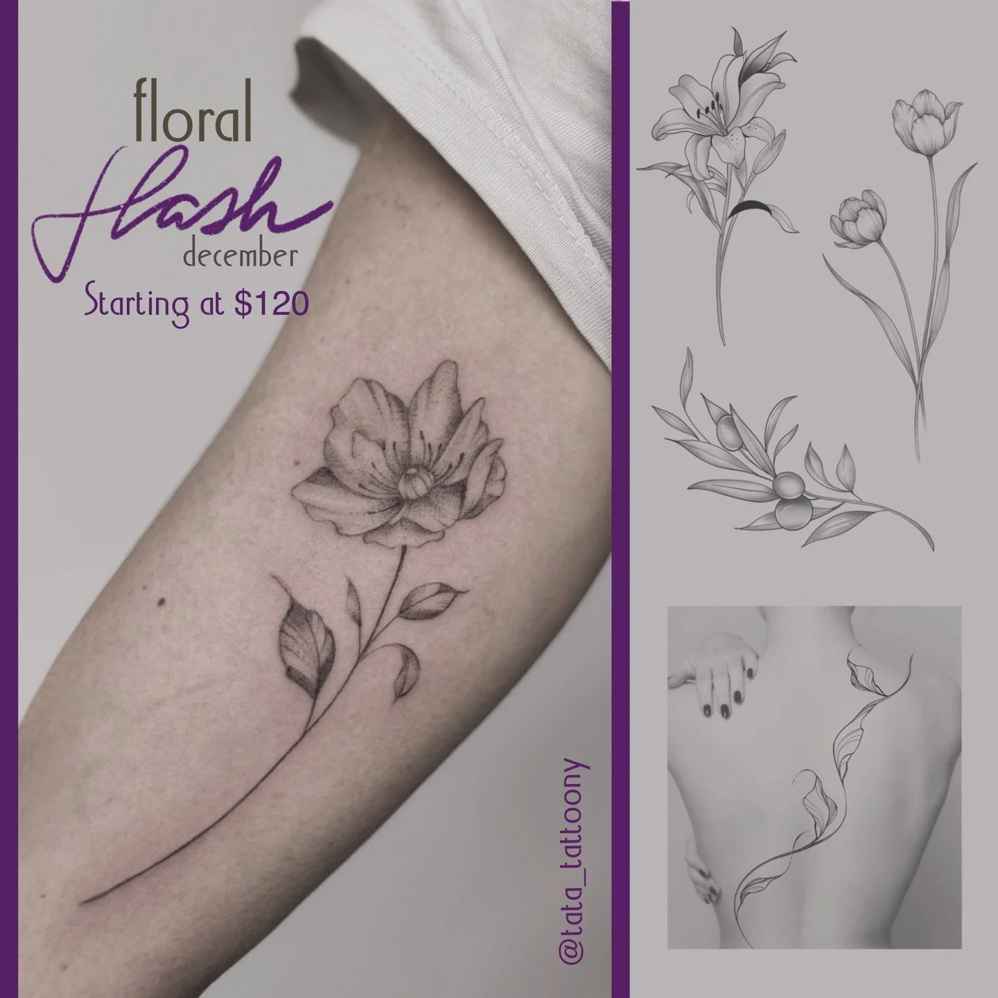 ✨December Floral Flash has officially started! +
Fine line &bull; botanical &bull; minimal &bull; soft realism
Prices starting at $120 - limited spots available.

This month&rsquo;s collection features exclusive floral and nature-inspired designs, cr