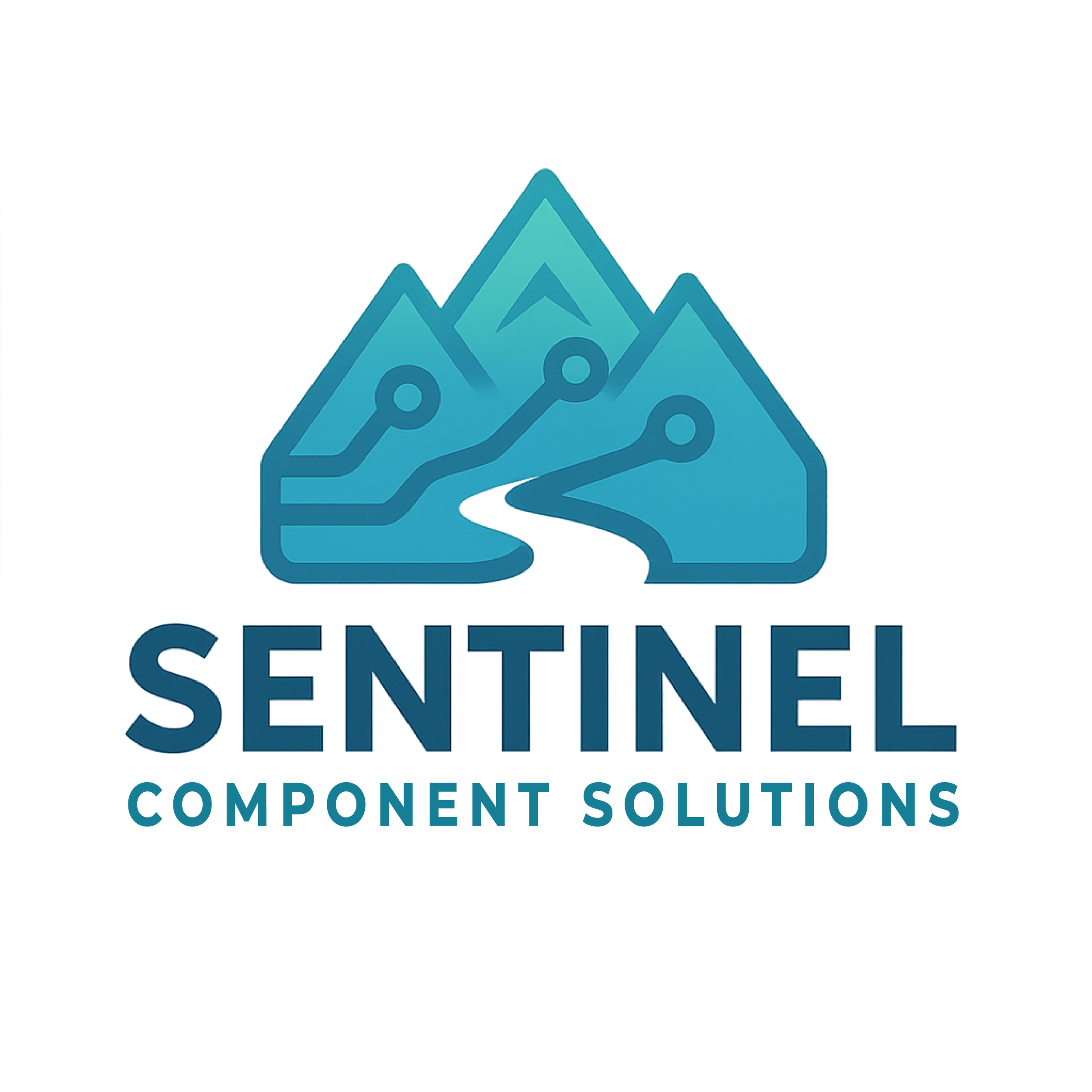 Logo for Sentinel Component Solutions featuring stylized mountain range with connected nodes, and text 'Sentinel' above 'Component Solutions'.