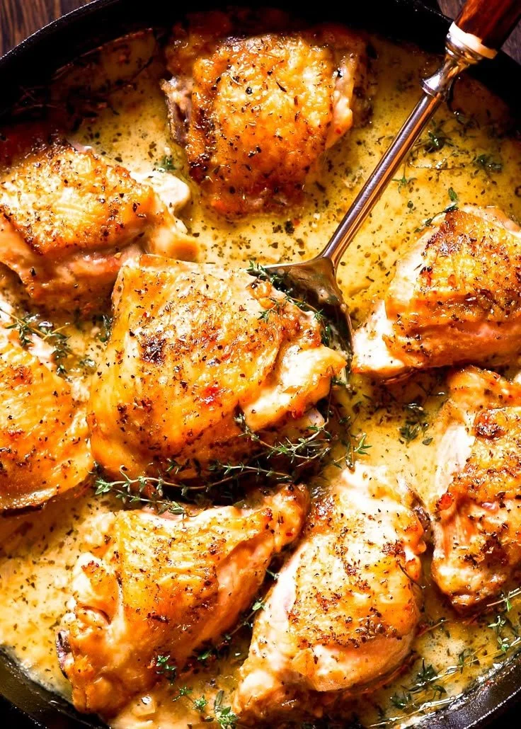 My Mother-in-Law’s Crispy Garlic-Beer Chicken Thighs