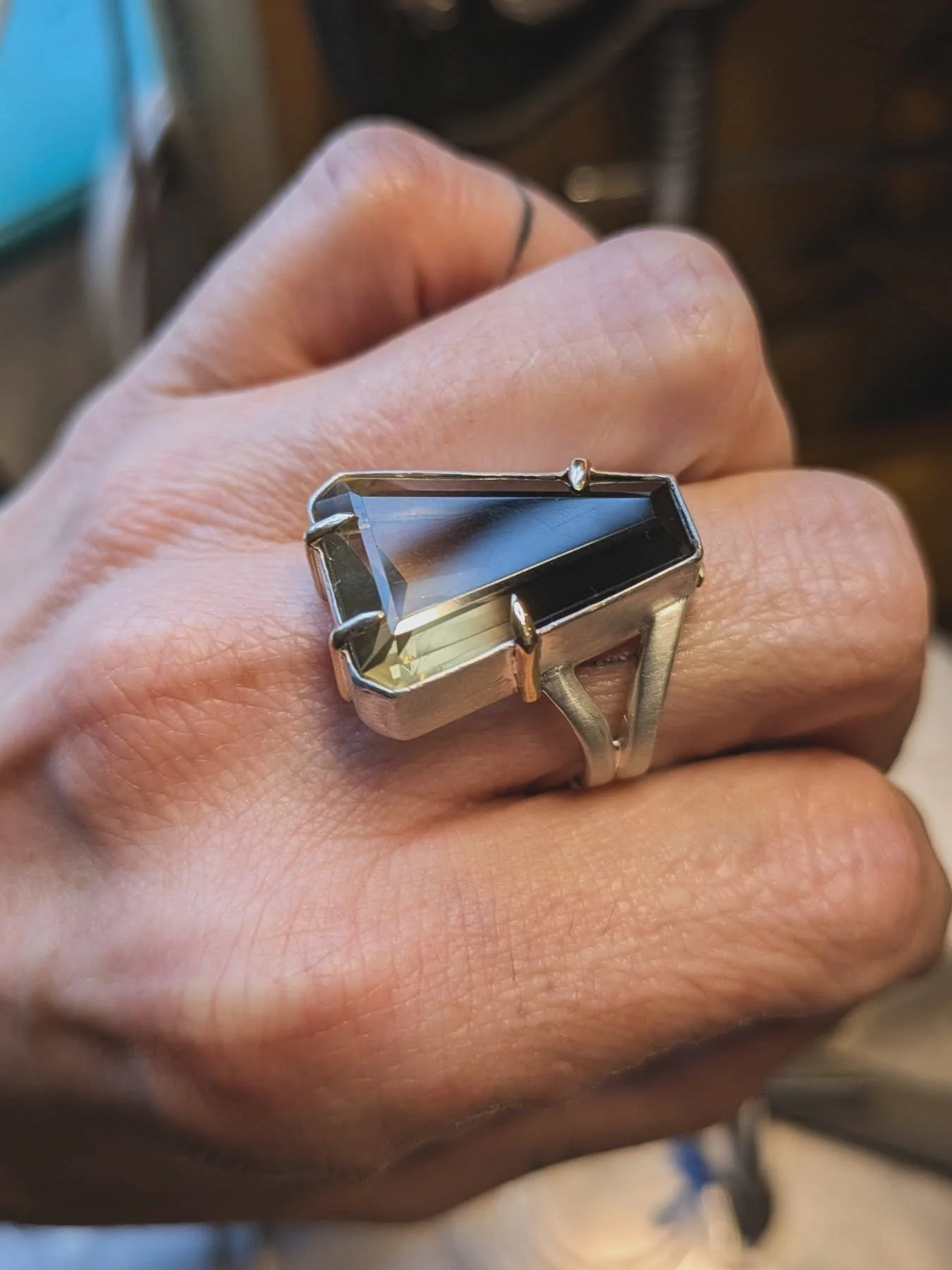 🫦
Smokey quartz, sterling silver, and 14k gold.
Doing more of this in the new year. 
Also this is Depeche Mode weather.