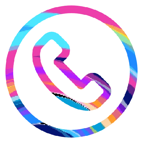 Colorful abstract design with a telephone icon in the center.