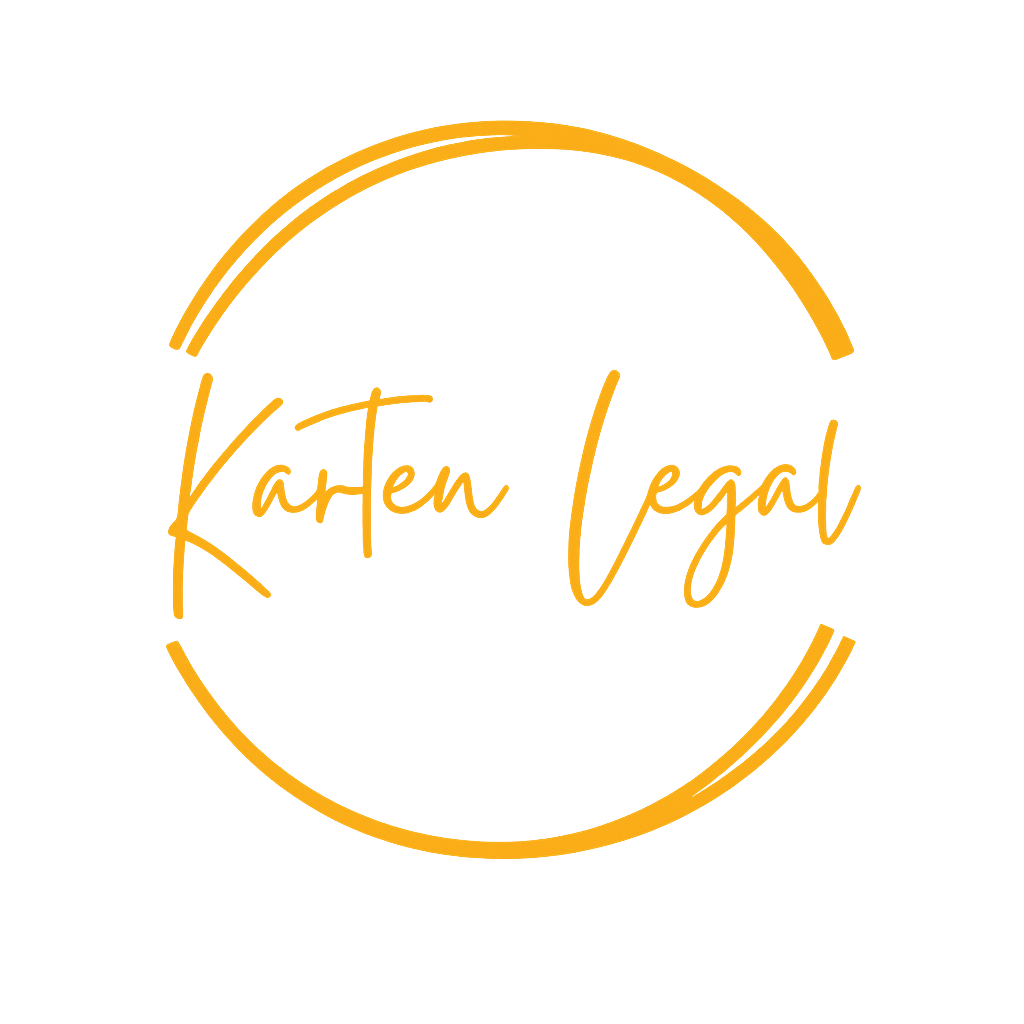 The logo features the name "Katen Legal" written in a stylish, handwritten font, enclosed within a circular design with two incomplete arcs at the top and bottom, all in a golden-yellow color on a black background.