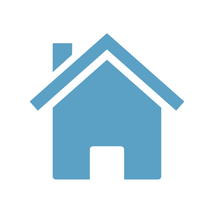 A blue icon of a house