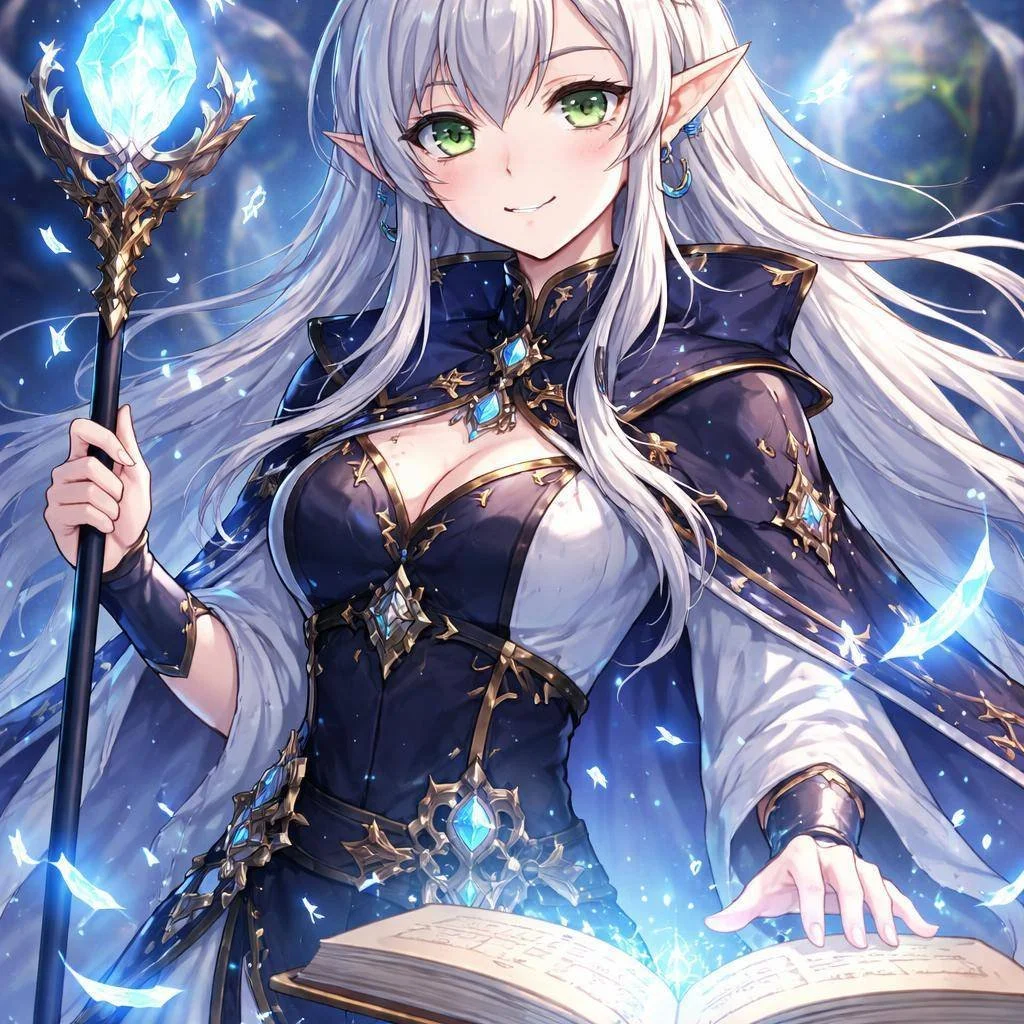 Female NPC portrait in anime art style generated with Dungeoness Maximus for D&D