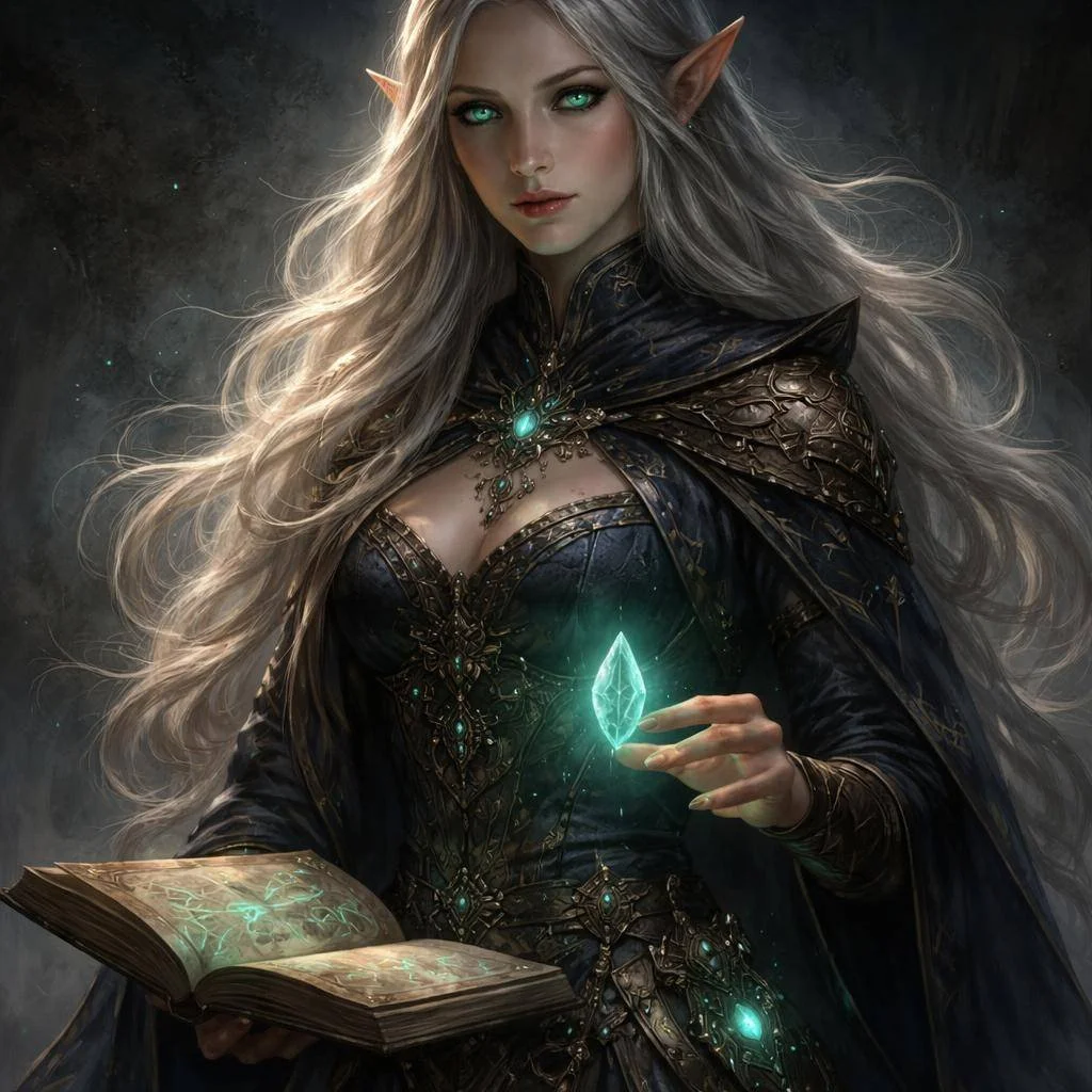 Female NPC portrait in dark grim art style generated with Dungeoness Maximus