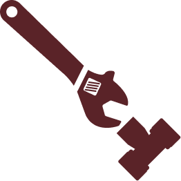 An illustration of a wrench with a curved handle and adjustable jaw.