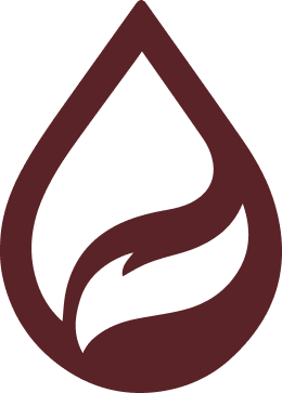 A stylized flame logo enclosed within a teardrop-shaped outline.