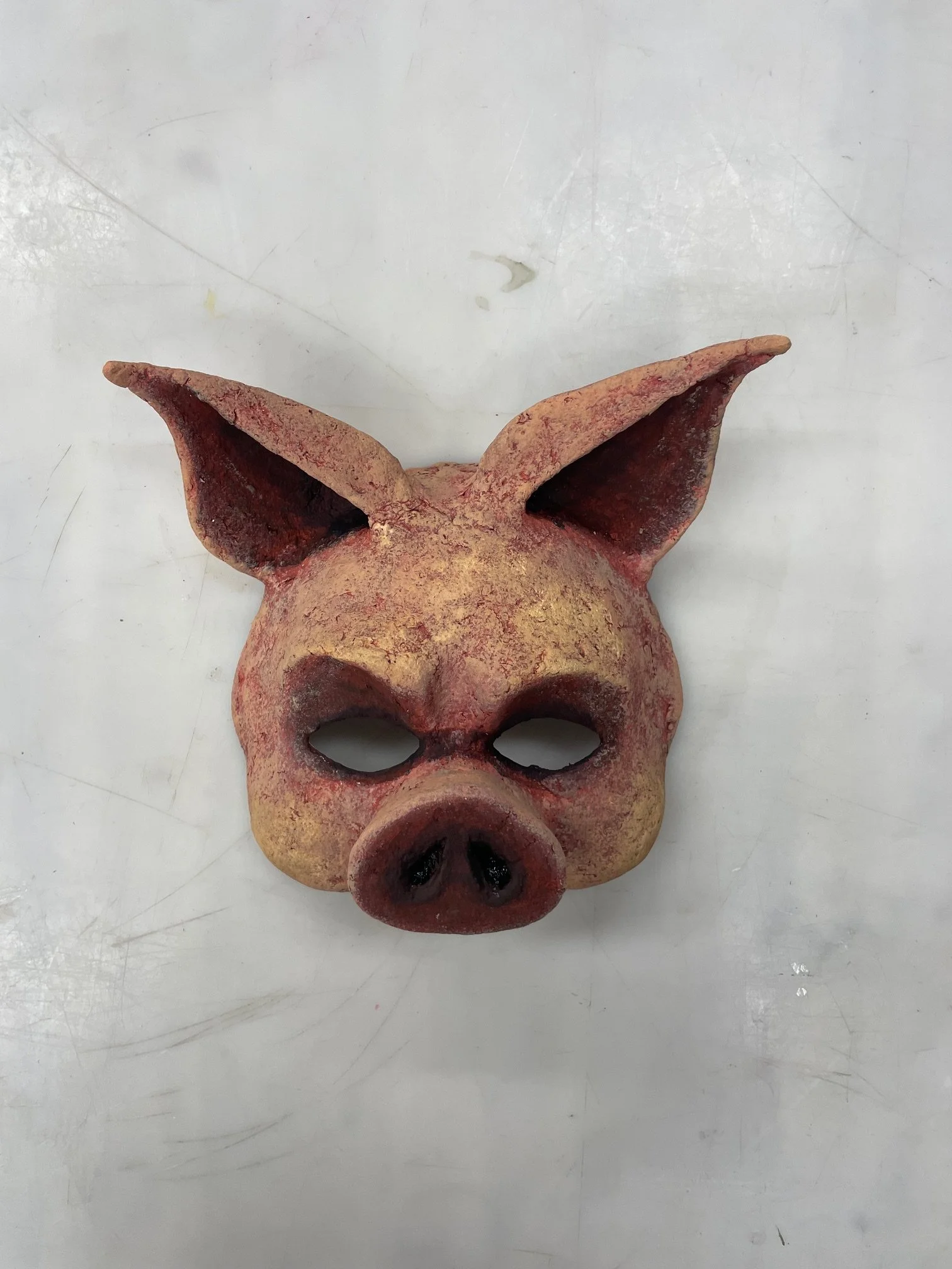 Pig paper mache mask
