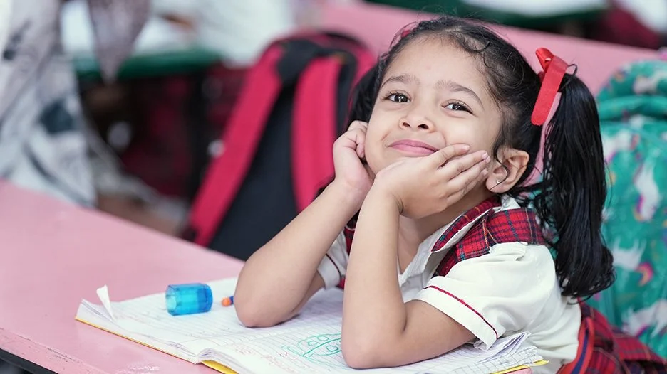 happy young school girl