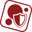 Icon of a red shield with a white checkmark in front of it, surrounded by a red border