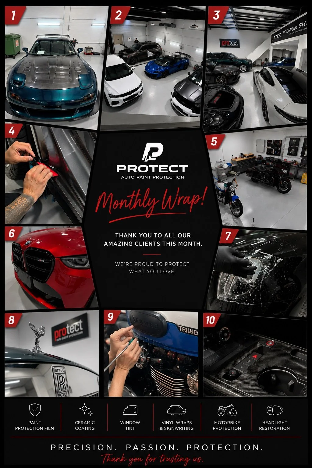 A little look at what&rsquo;s been happening at Protect 👀

From mid-August through to mid-September, the workshop has been busy with plenty of variety rolling through the doors.

Some you&rsquo;ll recognise, and a few we haven&rsquo;t shared the ful