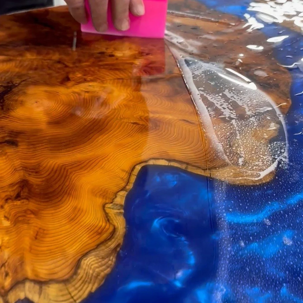 Not everything we protect has four wheels.

This beautiful handcrafted table was made by Serenity Hills Designz, combining timber and resin to create incredible depth through the surface.

They wanted a way to protect that finish without hiding it &m