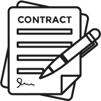 A contract document with a pen on top.