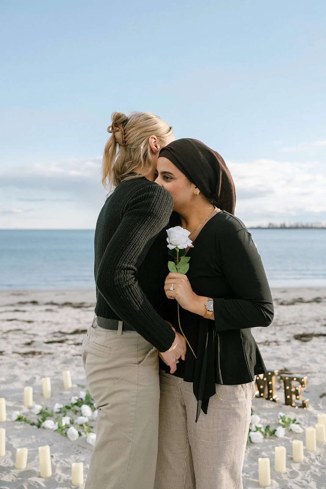 beach surprise proposal in maine