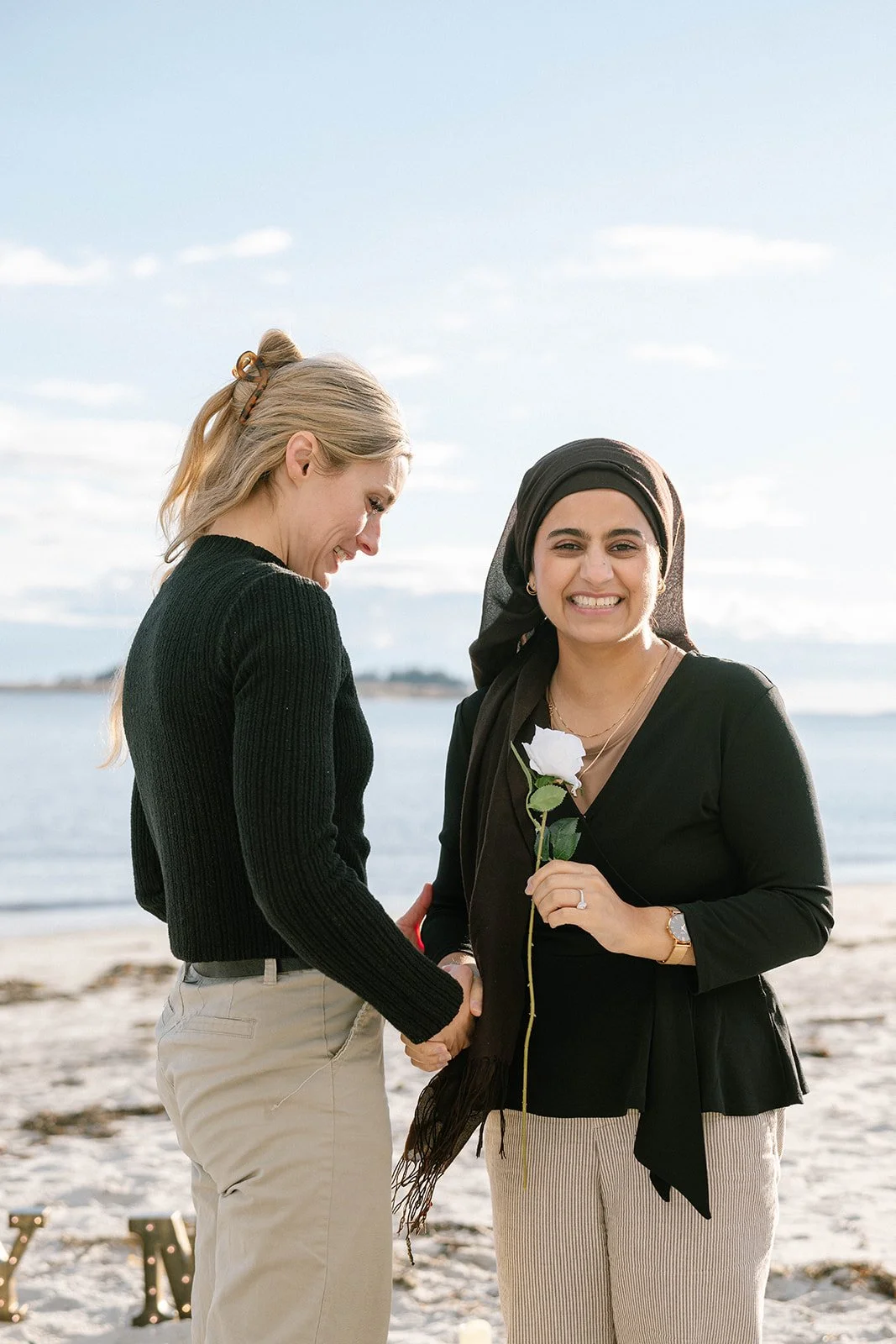 beach surprise proposal in maine
