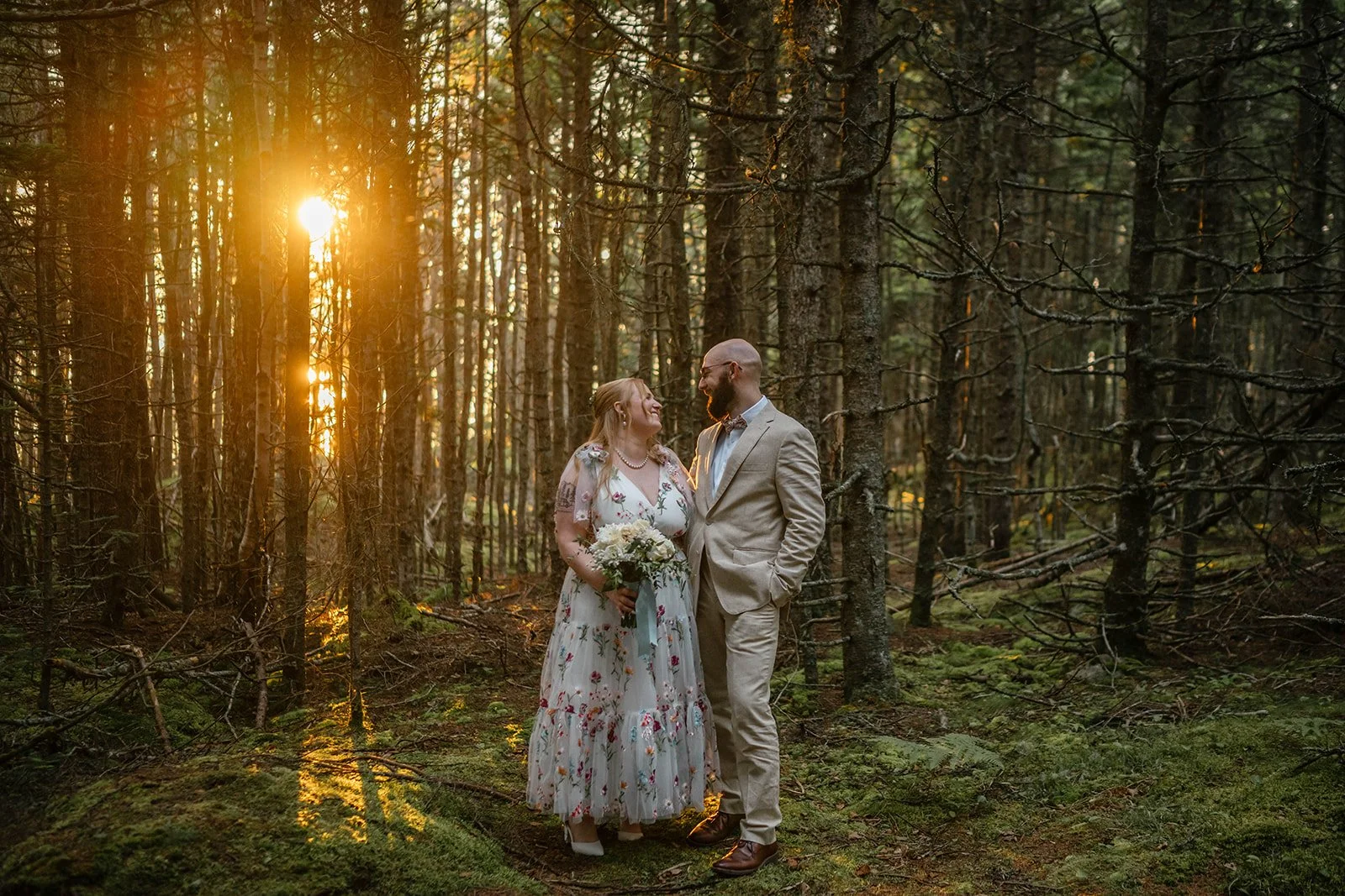whimsical forest elopement in maine