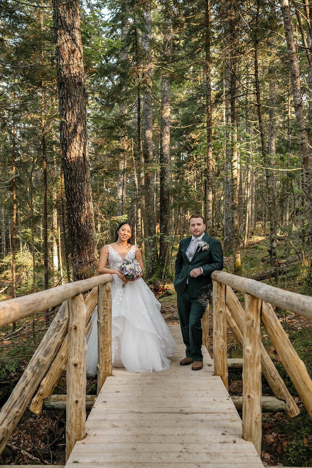 golden hour forest elopement in maine