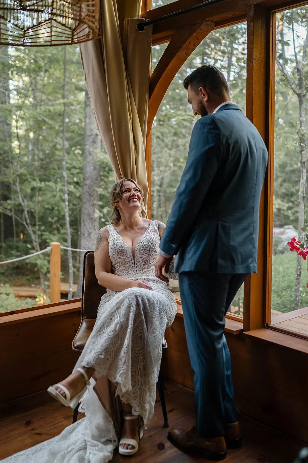 lakeside cabin elopement in maine
