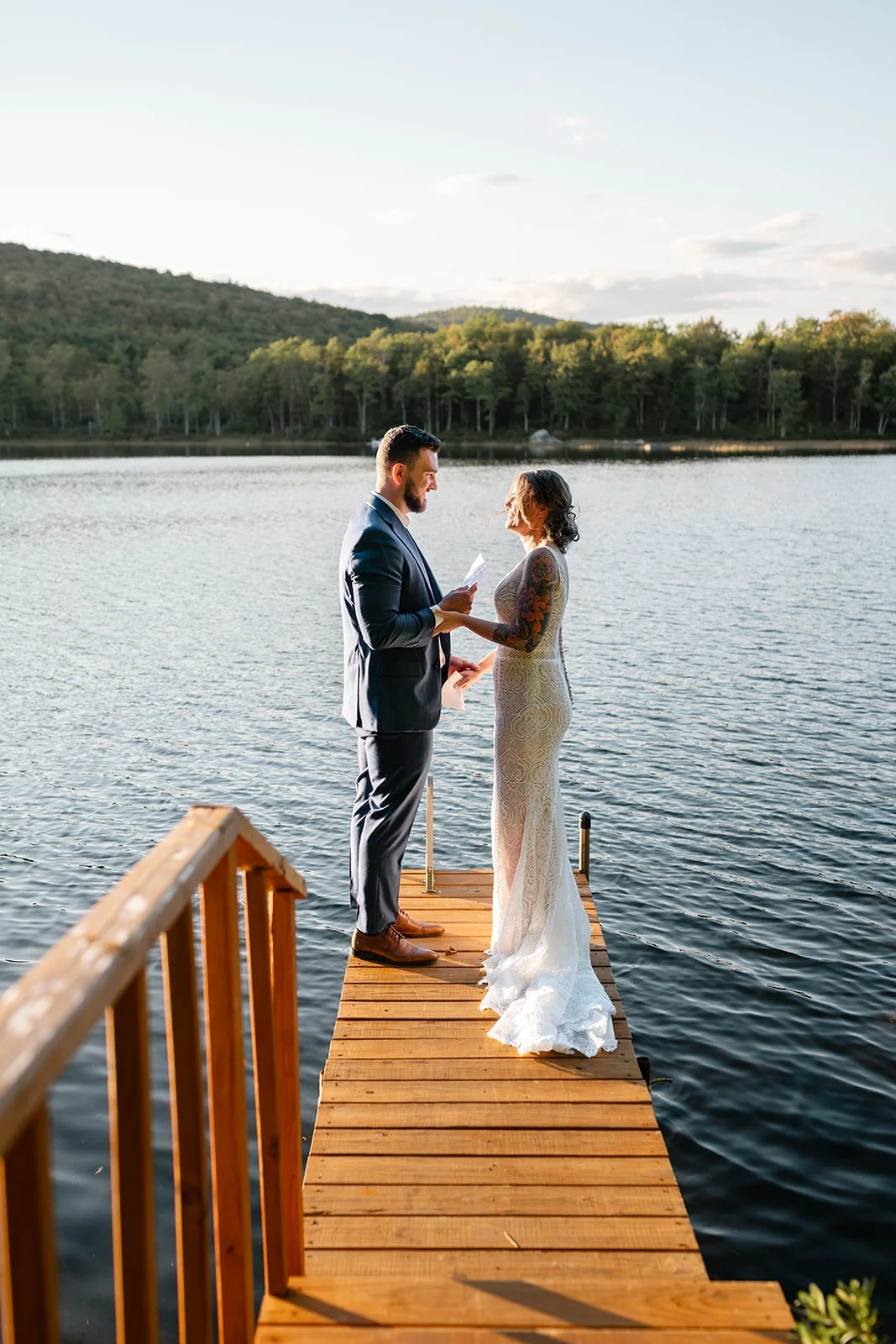 elopement couple on the docks for a lakeside elopement ceremony