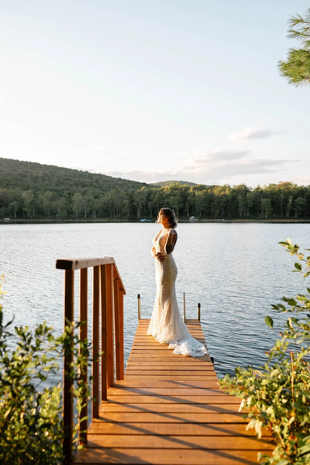 elopement couple on the docks for a lakeside elopement ceremony