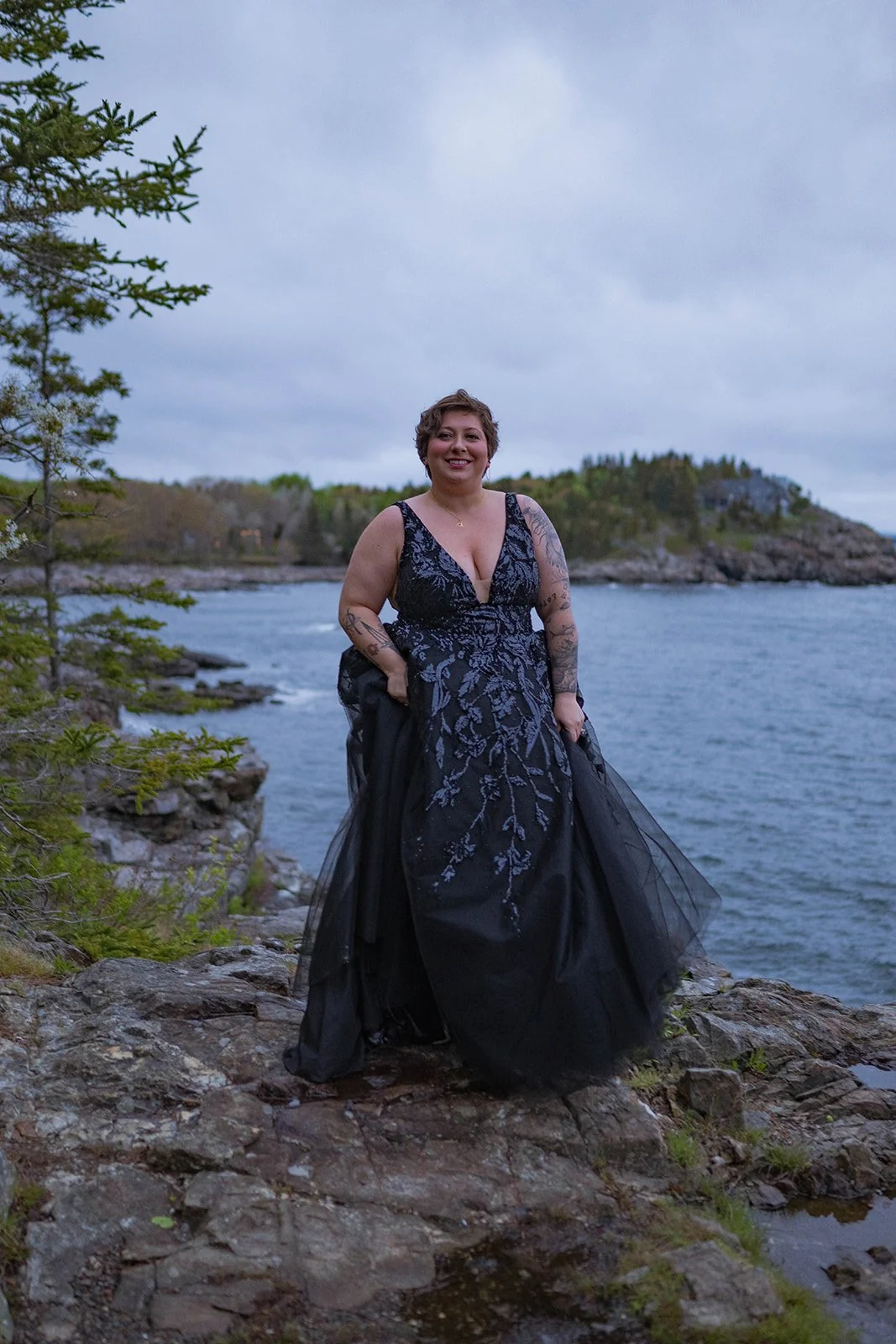 bride in a black wedding dress
