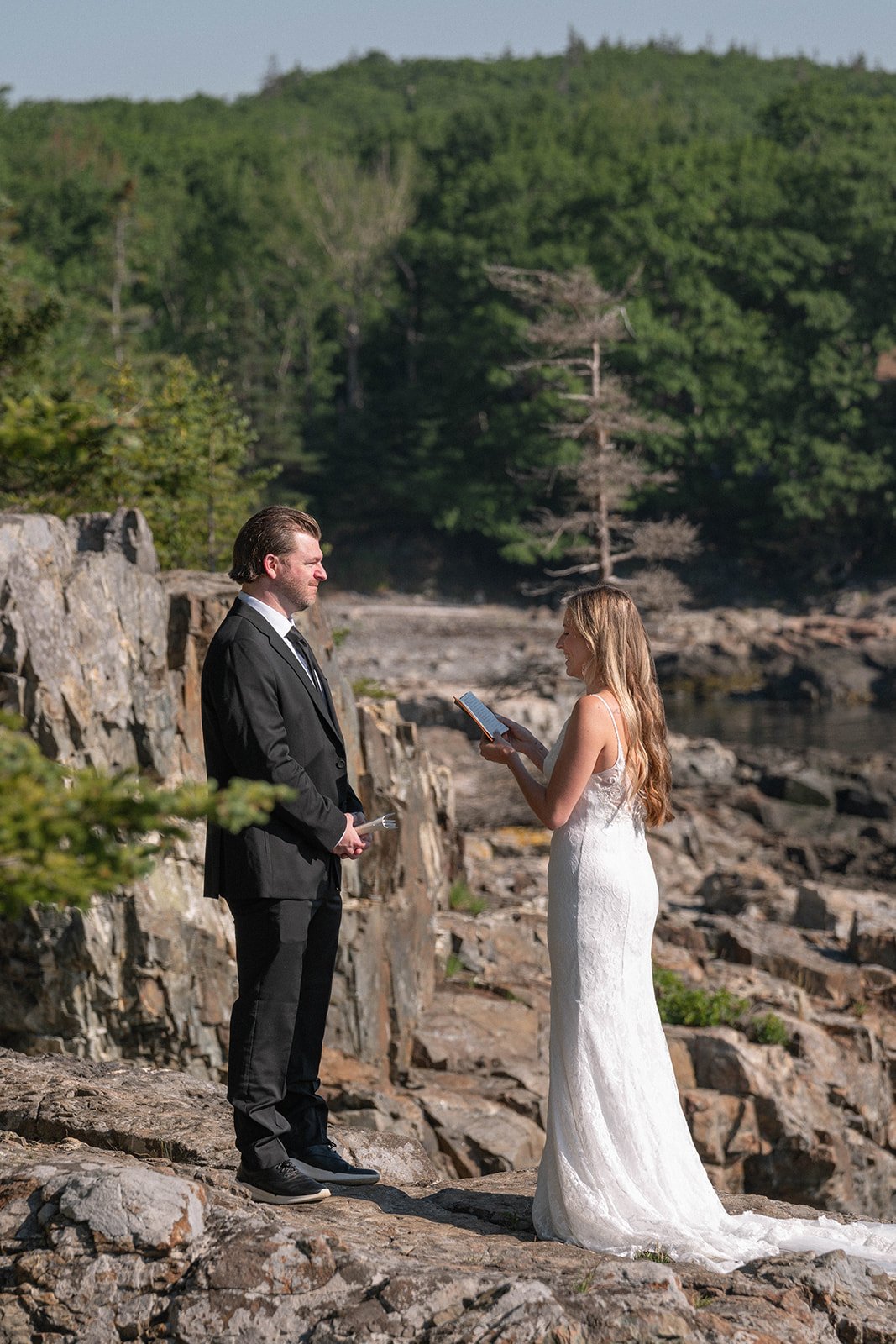 coastal elopement ceremony at schooner head overlook