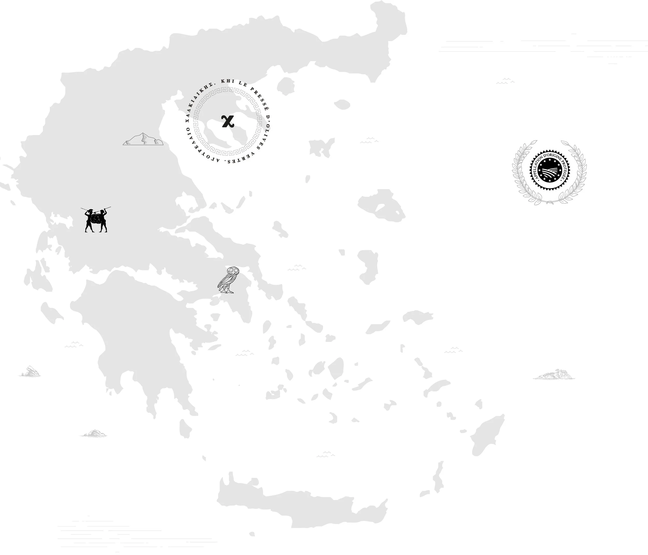 Carte de la Grèce - KHI - AOP Agourelaio Halkidikis