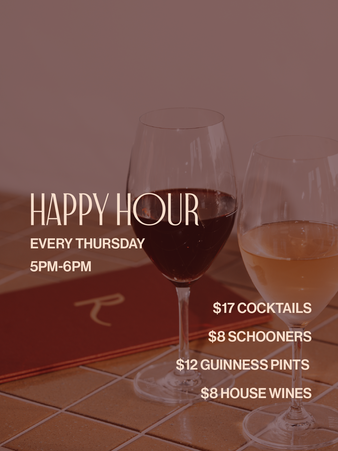 The Rove Bar thursday night happy hour specials 5pm-6pm