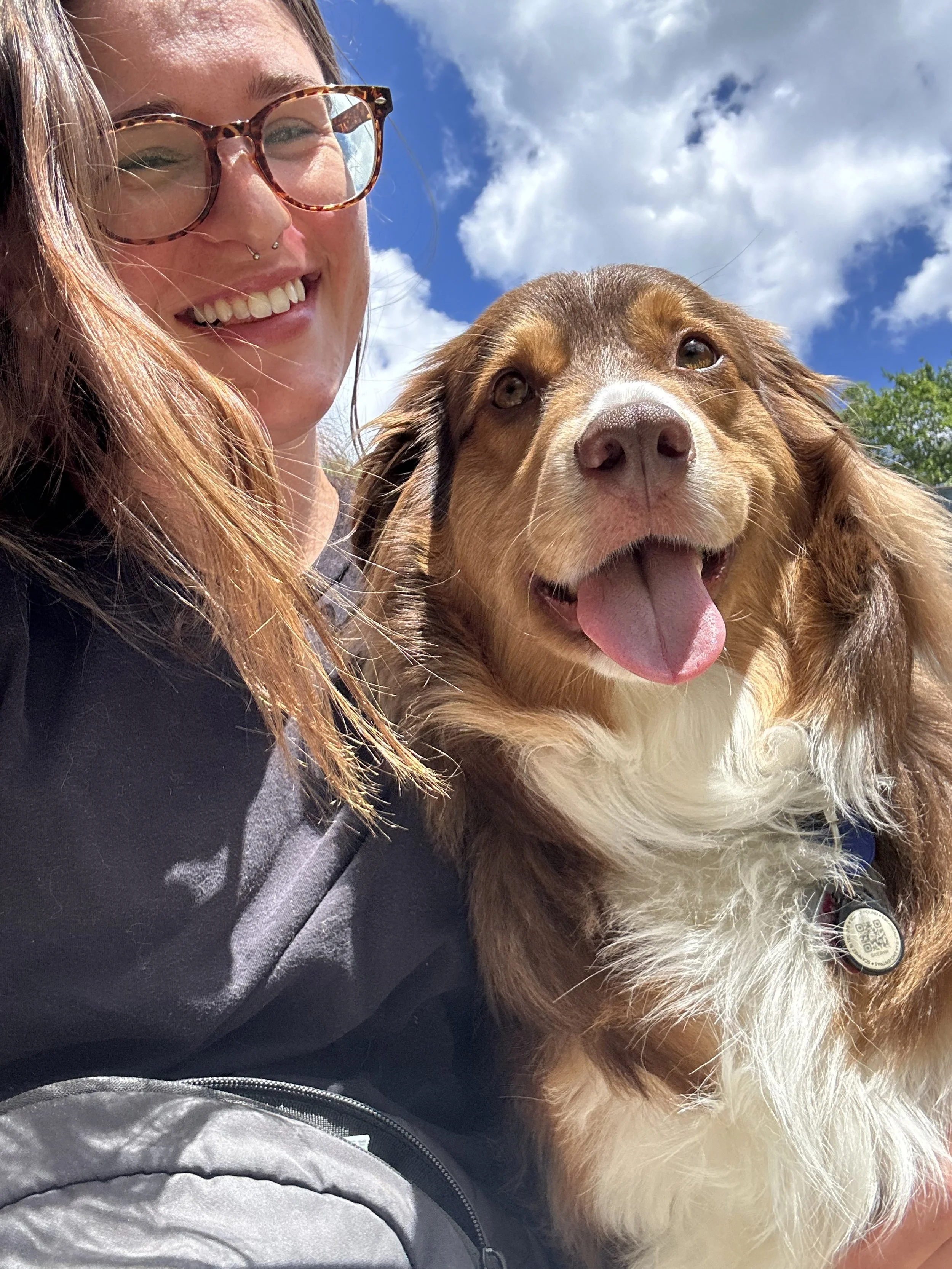 Penelope the dog looking very happy