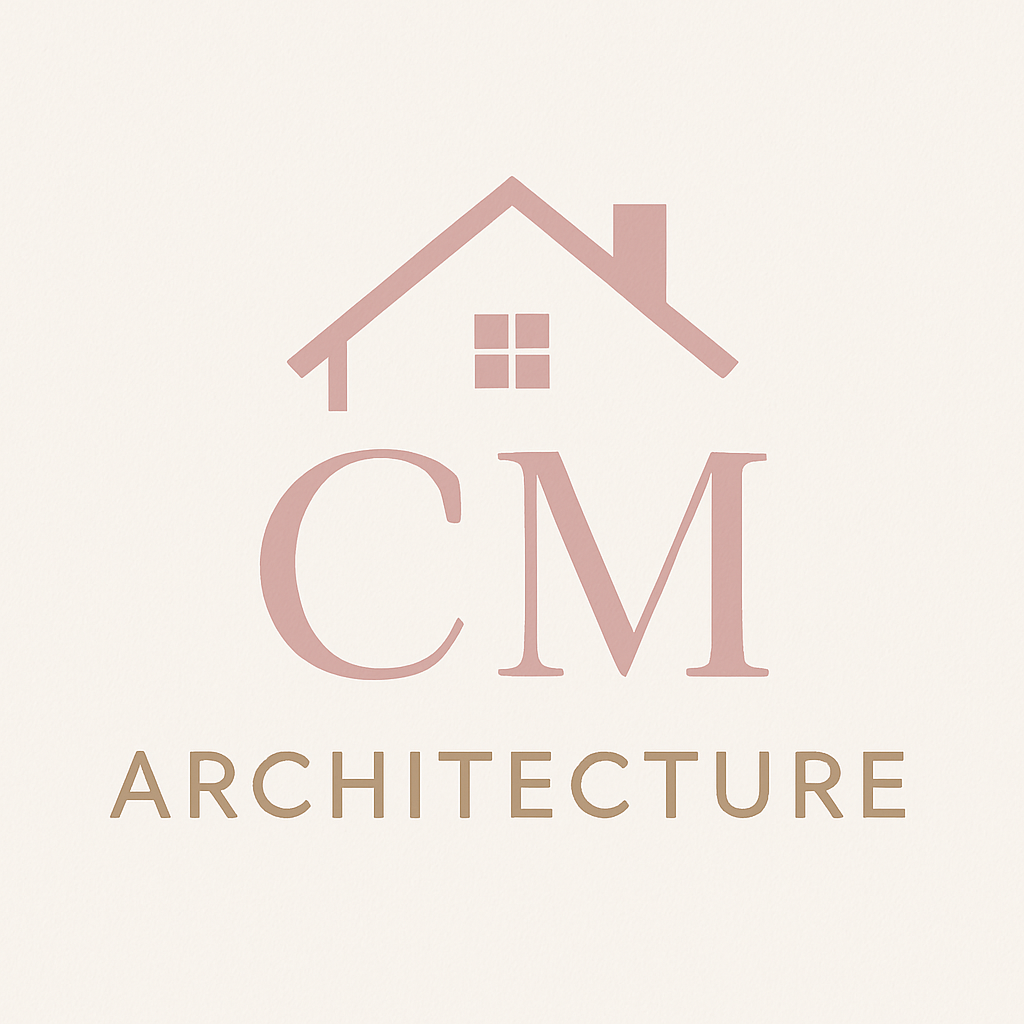 Logo for CM Architecture featuring a simple house graphic and the words 'CM Architecture'