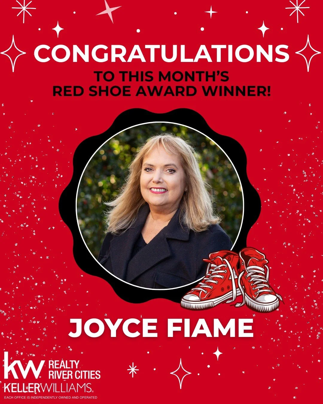 At Keller Williams Realty River Cities, the Red Shoe is awarded to someone who truly embodies our mission, vision, and values while living out the KW culture with consistency, heart, and excellence.

This month, we&rsquo;re thrilled to celebrate Joyc