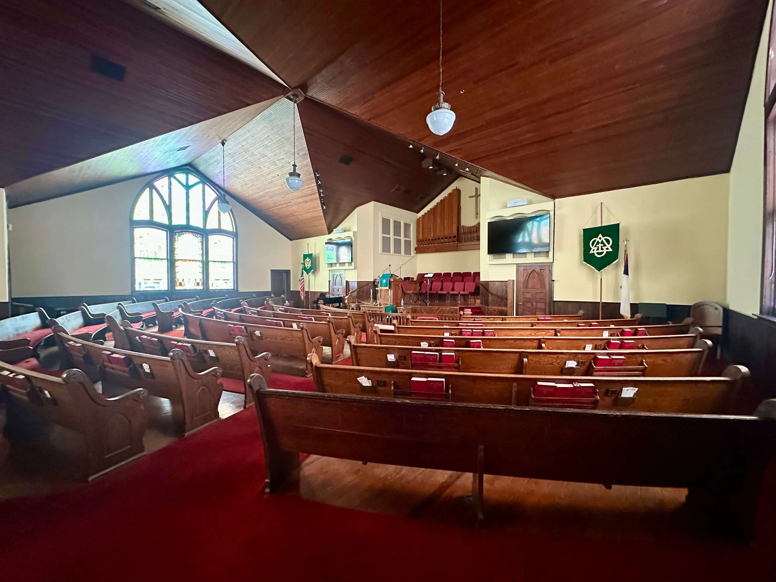 Inside the sanctuary of Montevallo First United Methodist Church