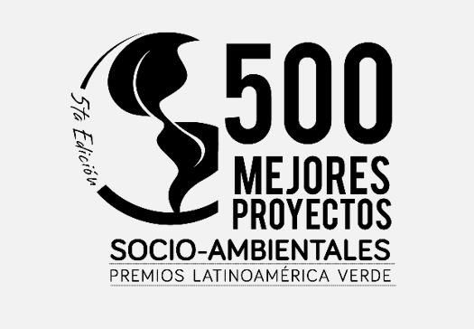 Logotipo de los '500 Mejores Proyectos Socio-Ambientales' Premios Latinoamérica verde.