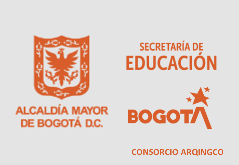 Logo y textos institucionales de la Alcaldía Mayor de Bogotá, Secretaría de Educación y el Consorcio Aringco