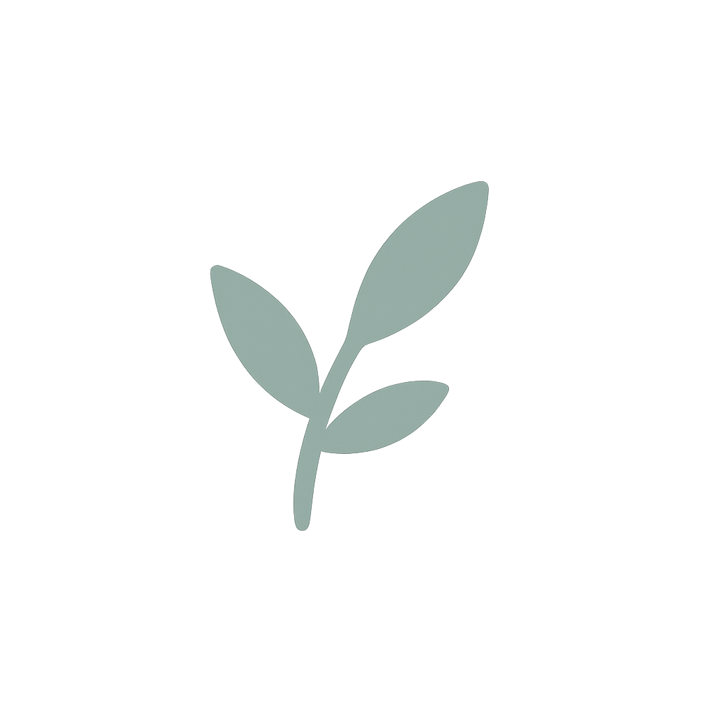 Minimalist illustration of a small plant with three leaves on a black background.