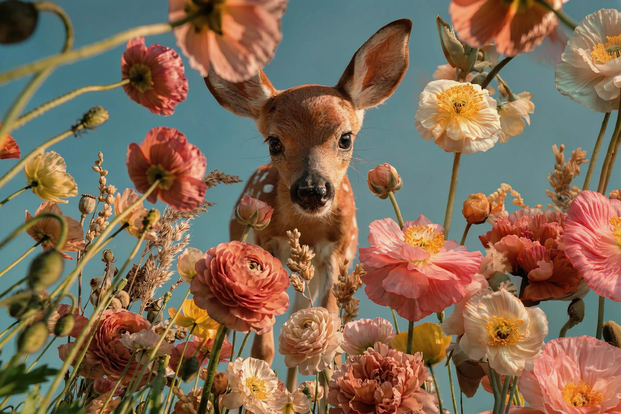 Deer in flower field 01