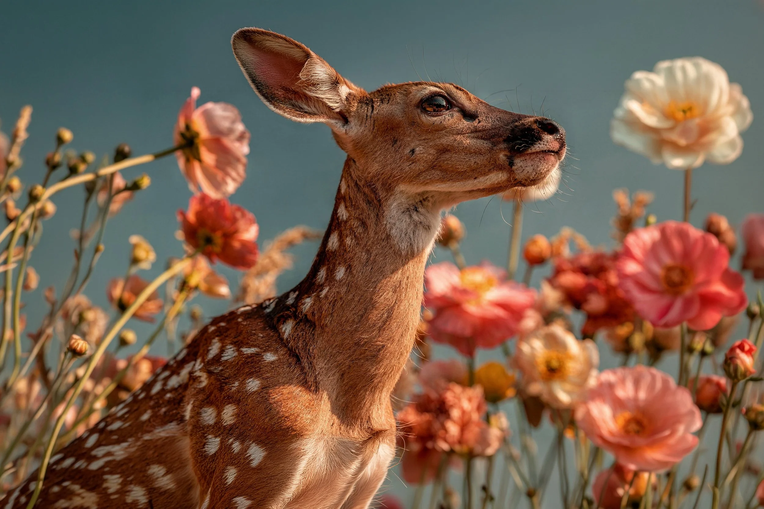 Deer in flower field 03
