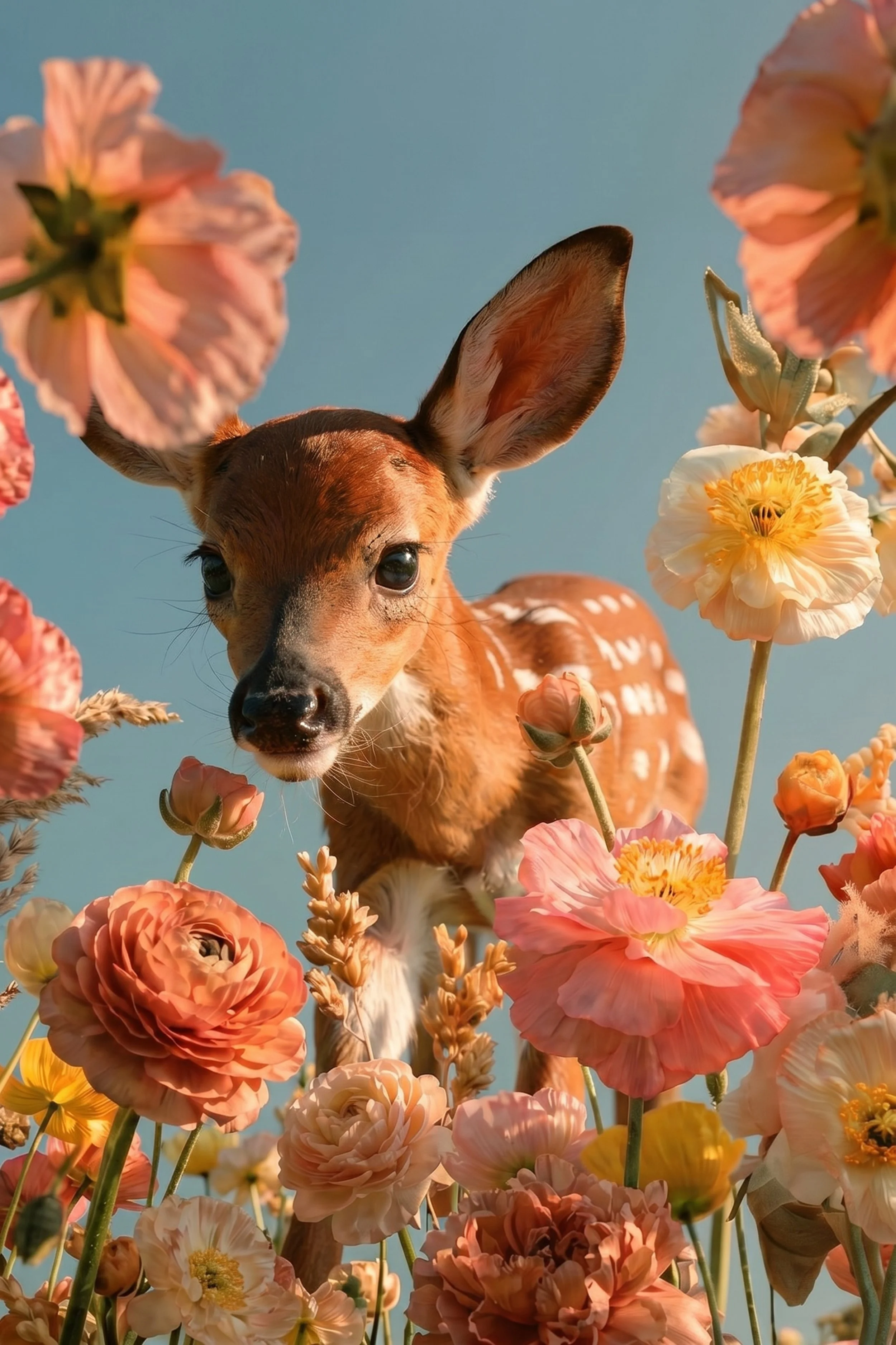 Deer in flower field 02